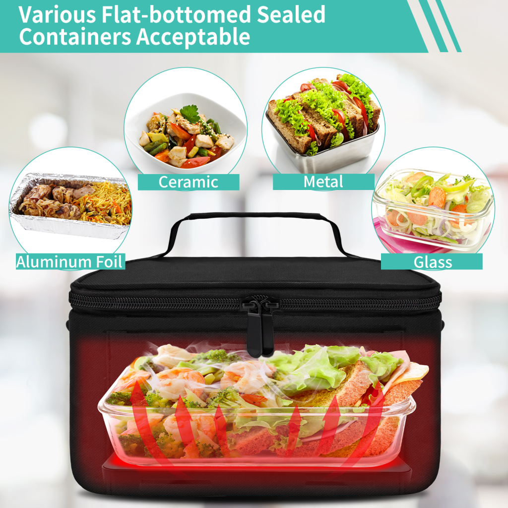 Portable Oven Personal Food Warmer - 110V Portable Microwave Mini Oven, ,  Heated Bento Lunch Box for Cooking and Reheating Food in Office, Parties,  Travel, Bedroom, Home Kitchen (Oxford cloth) 