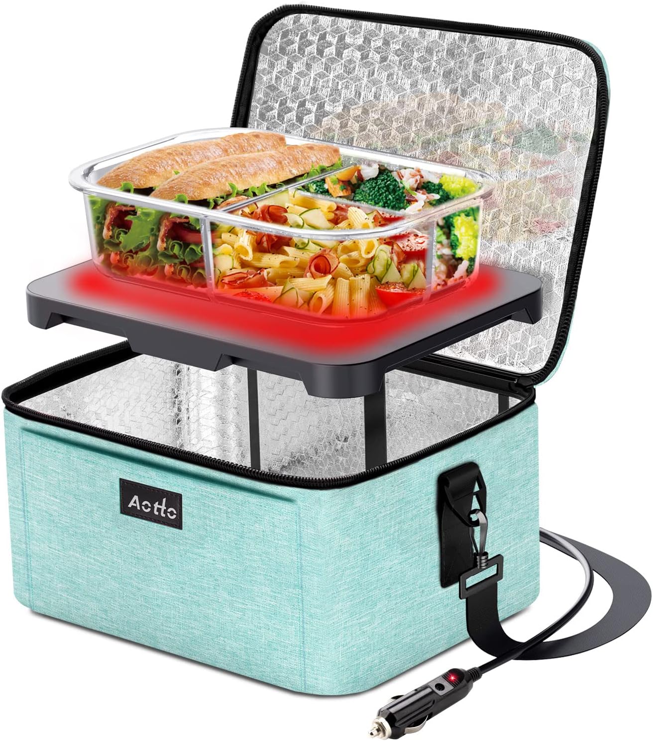 Aotto Portable Food Warmer Personal Mini Portable Oven - 110V Electric  Heated Lunch Box for Work with Wall Plug for Cooking and Reheating Meals in  Office, Hotel, Potlucks, Home Kitchen (Blue) 